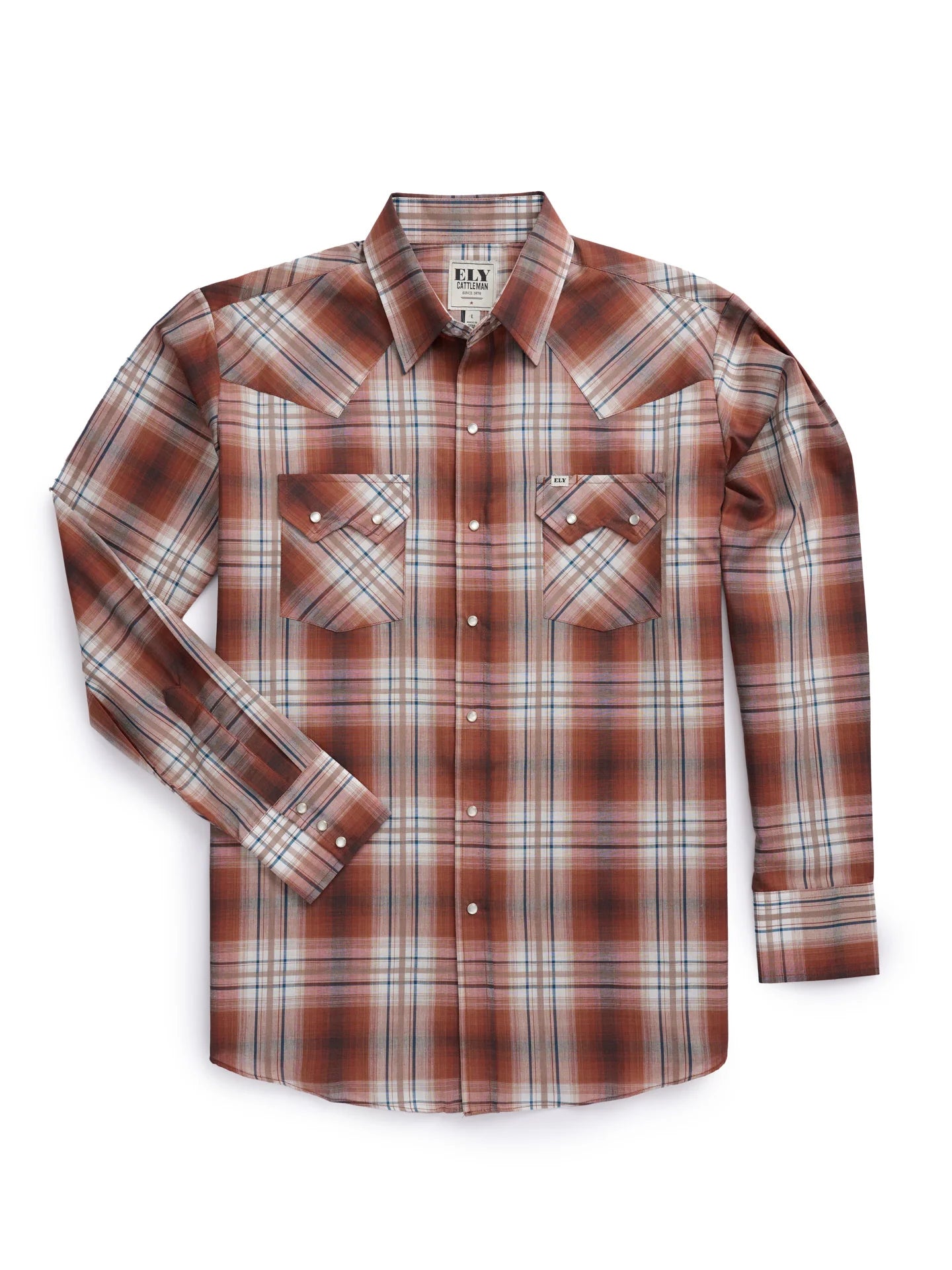 Long Sleeve Ombre Plaid Rust