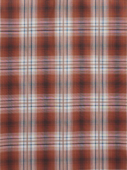 Long Sleeve Ombre Plaid Rust