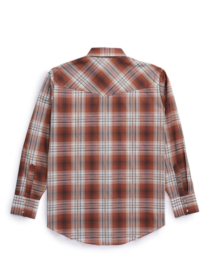 Long Sleeve Ombre Plaid Rust