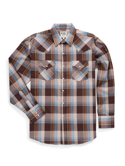 Men's Ely Cattleman Long Sleeve Textured Plaid Western Snap Shirt - 2029329