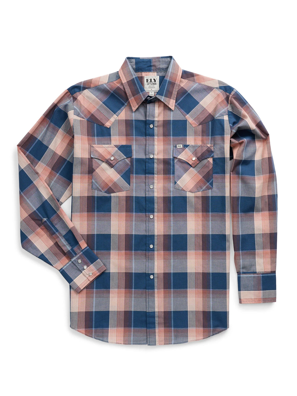 Men's Ely Cattleman Long Sleeve Textured Plaid Western Snap Shirt - 2029329
