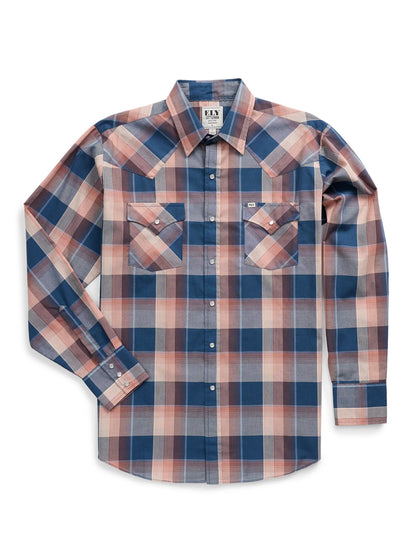 Men's Ely Cattleman Long Sleeve Textured Plaid Western Snap Shirt - 2029329