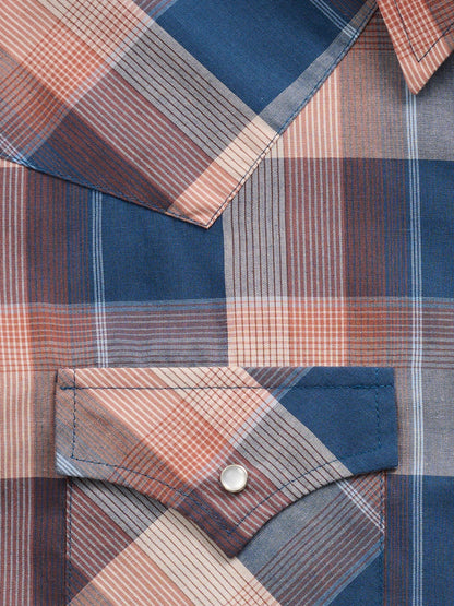 Men's Ely Cattleman Long Sleeve Textured Plaid Western Snap Shirt - 2029329