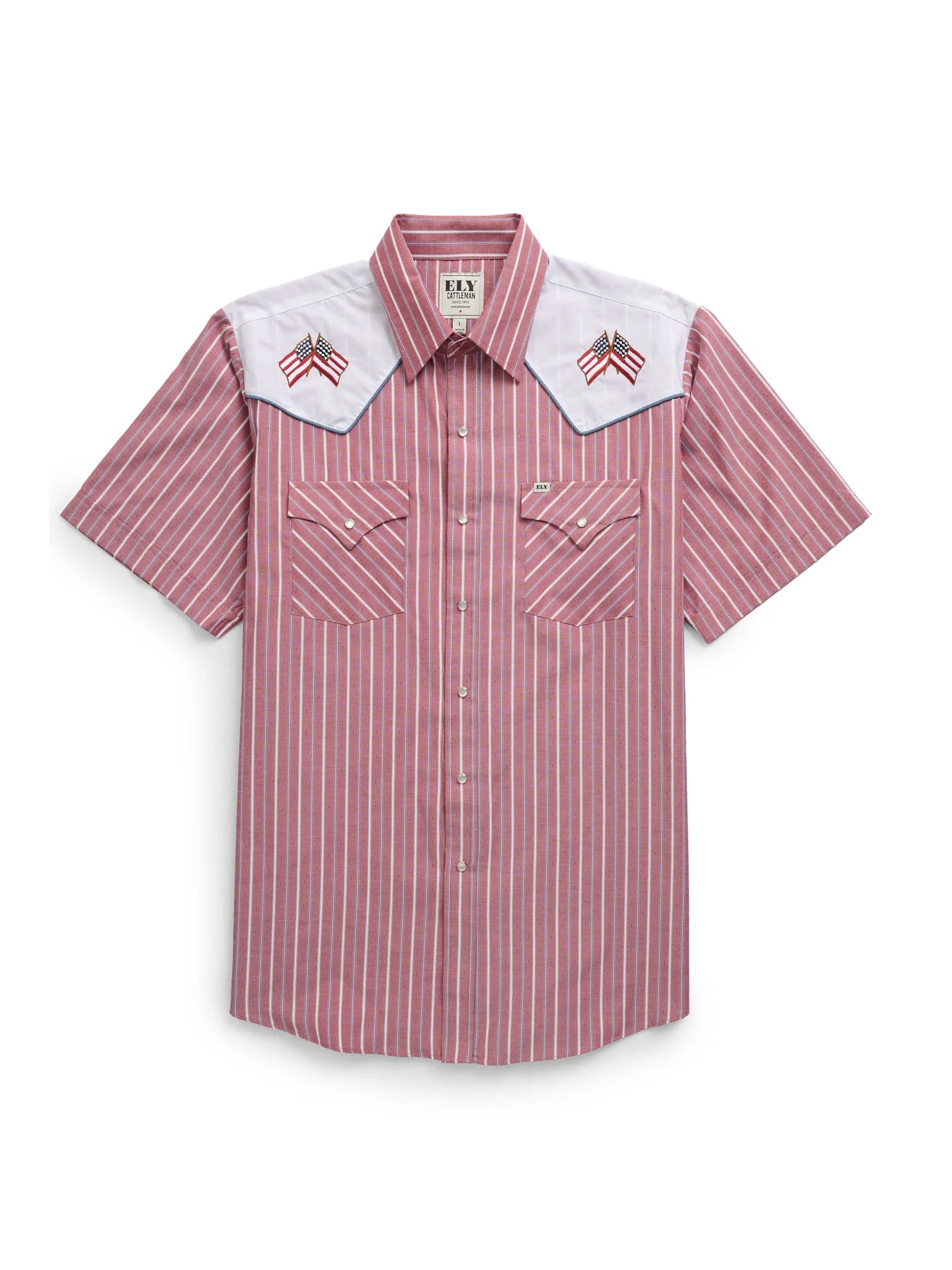 Short Sleeve Red Embroidered Flag 2036001-RD