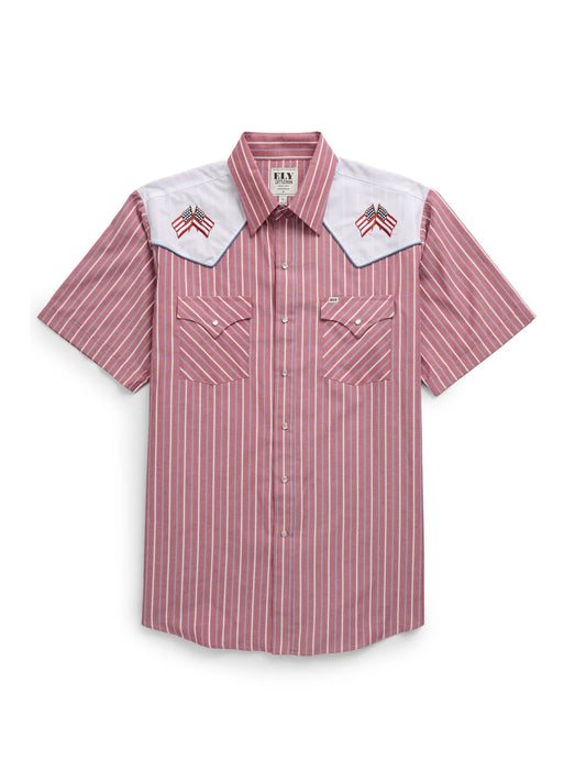 Short Sleeve Red Embroidered Flag 2036001-RD