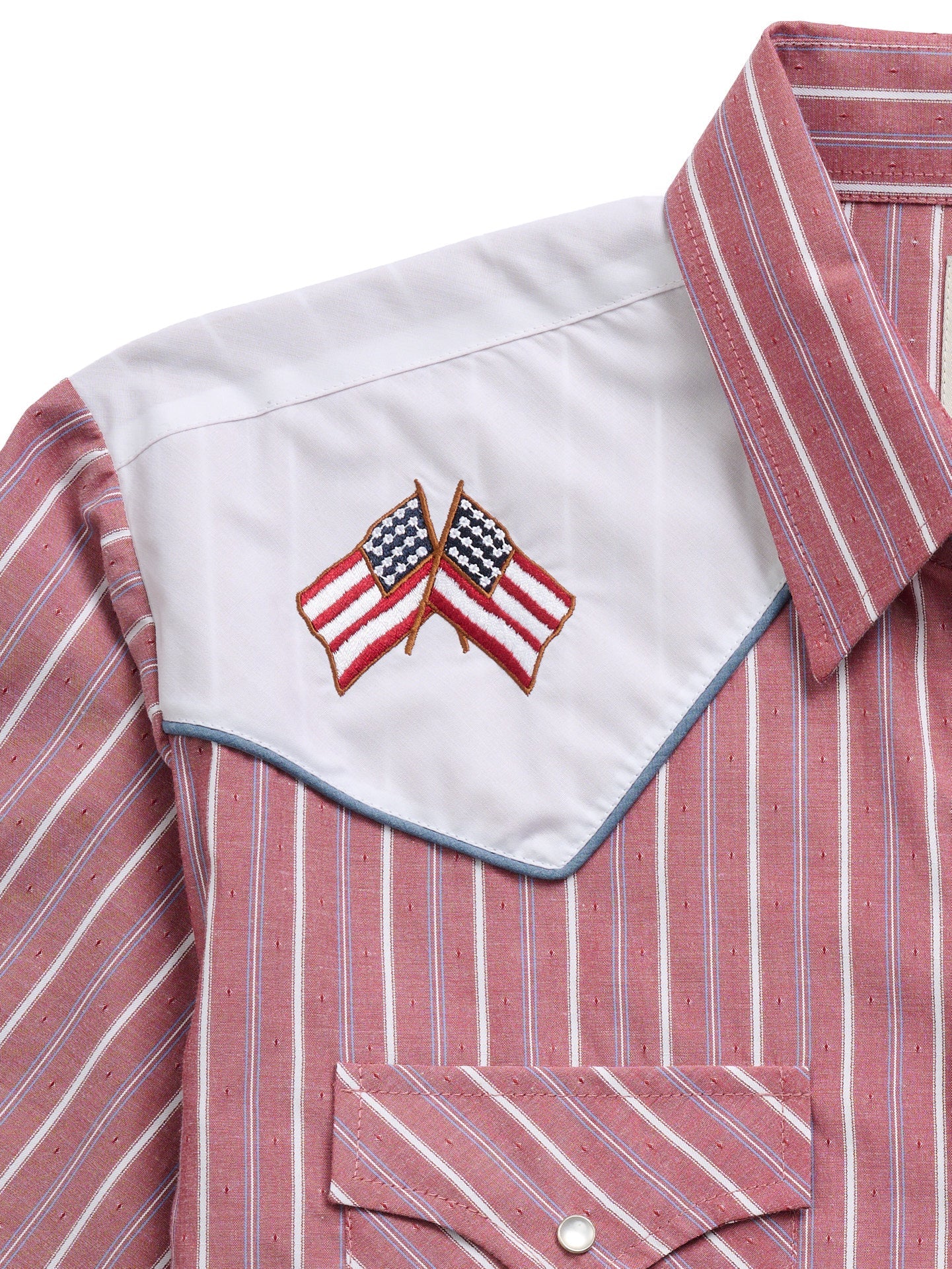 Short Sleeve Red Embroidered Flag 2036001-RD