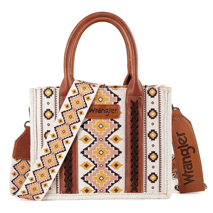 Wrangler Southwestern Print Small Canvas Tote/Crossbody Coffee - WG2202-8120SCF