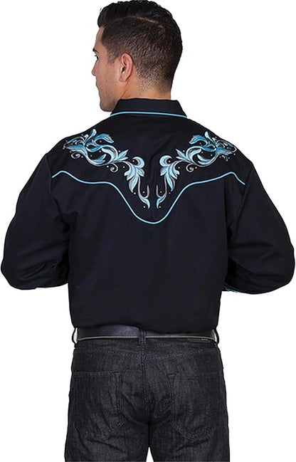 Black Blue Scroll Long Sleeve