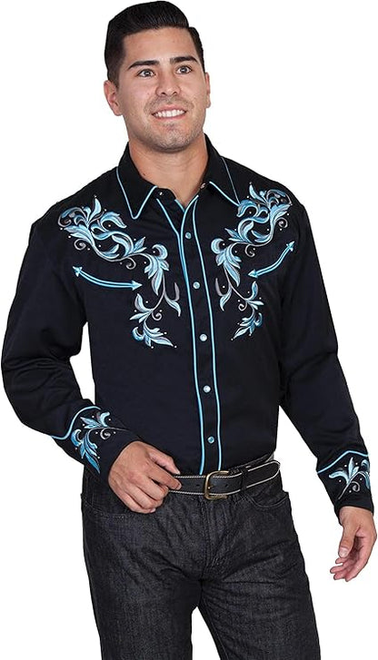 Black Blue Scroll Long Sleeve