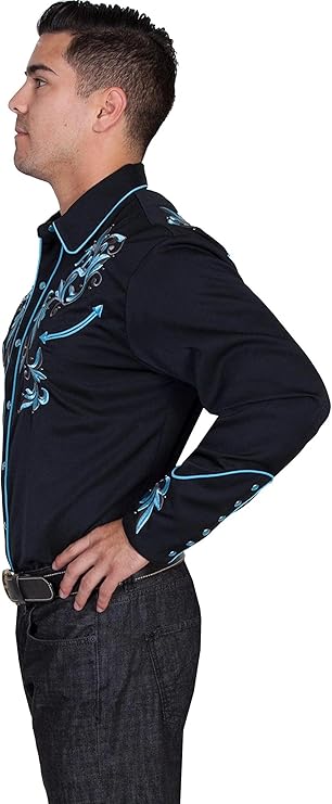 Black Blue Scroll Long Sleeve