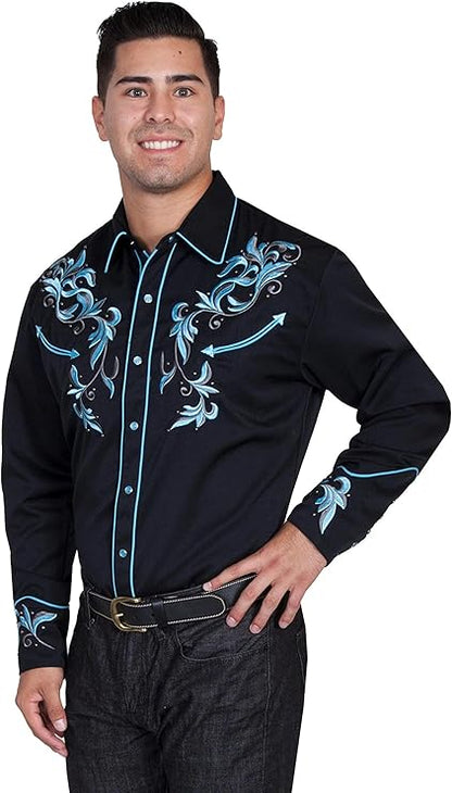 Black Blue Scroll Long Sleeve