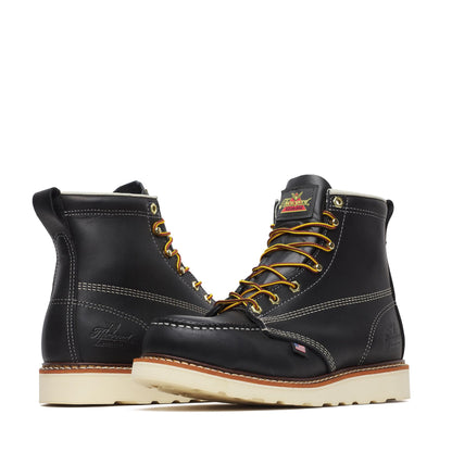 Men's Thorogood American Heritage   Black Steel Moc Toe Wedge 6" - 804-6201