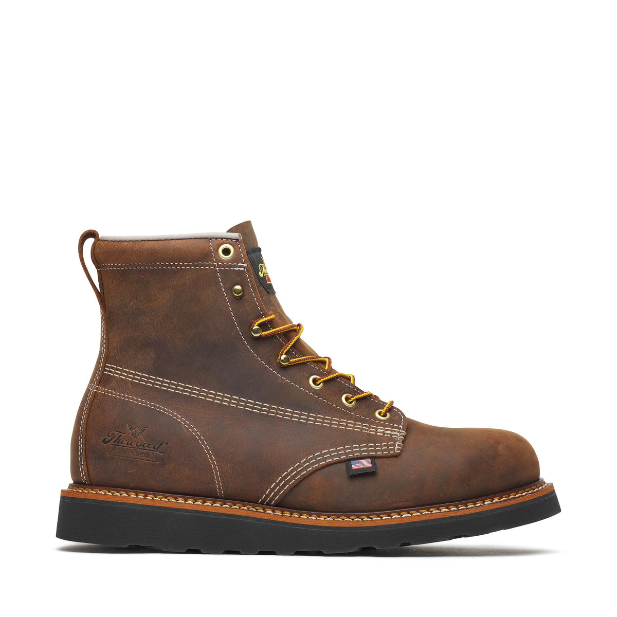 Men's Thorogood 6IN CRZYHRSE BLK WDGE RND TOE 6" - 814-4161
