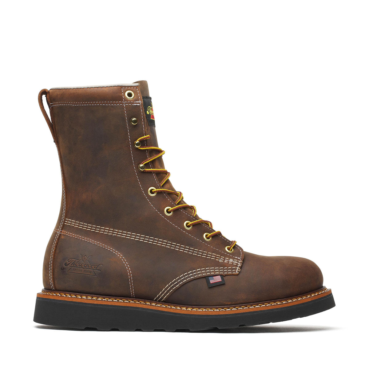 Men's Thorogood 8IN CRZYHRSE BLK WDGE RND TOE 8" - 814-4261