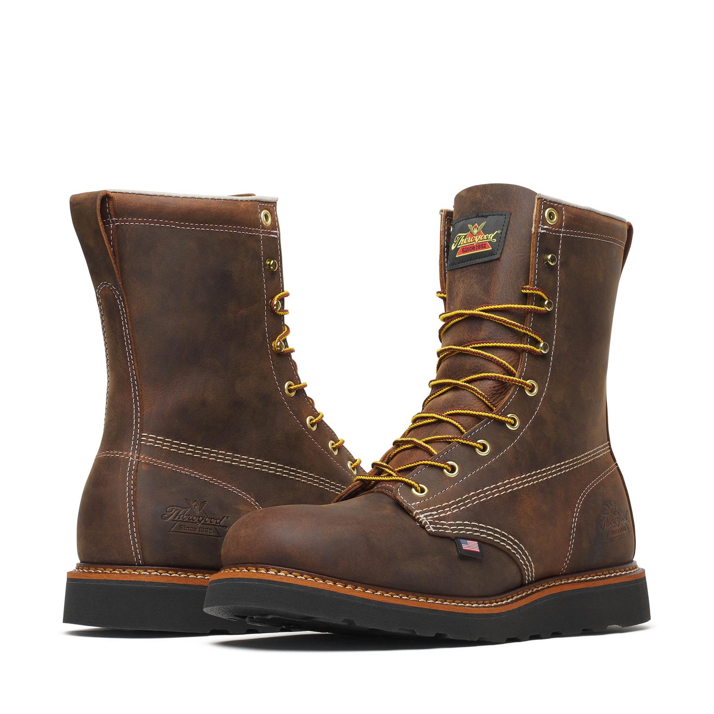 Men's Thorogood 8IN CRZYHRSE BLK WDGE RND TOE 8" - 814-4261
