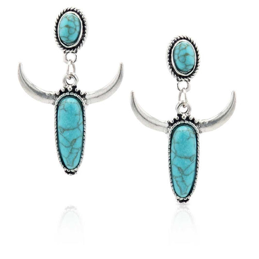 Turquoise Steer Attitude Earrings