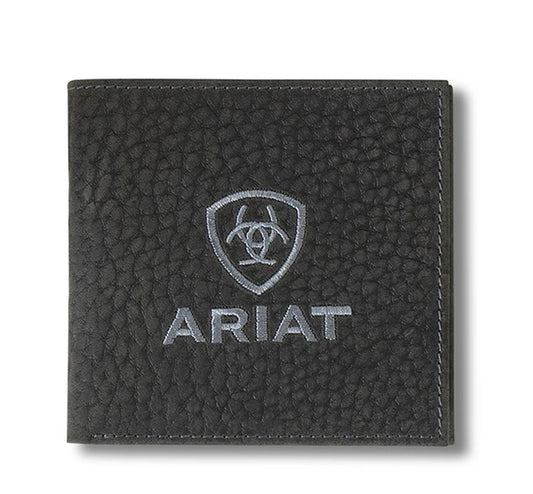 Ariat Bull Hide Bi-fold Embroidered Wallet Black - A3556301