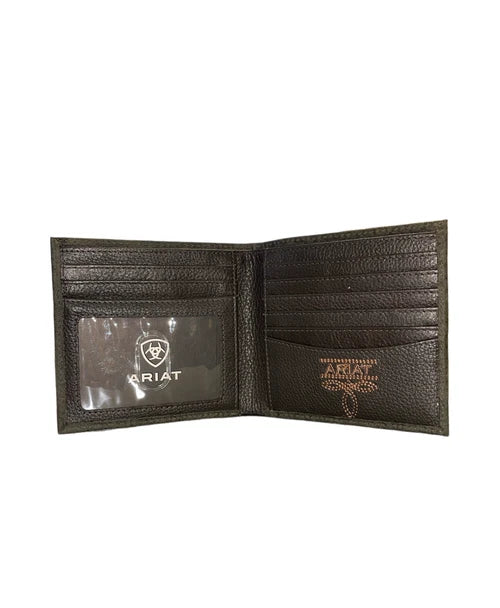 Ariat Bull Hide Bi-fold Embroidered Wallet Black - A3556301