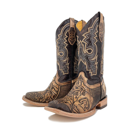 Women's Bulldog Hand Tooled Boots - Royal Flush Rustic