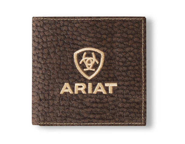 Ariat Bull Hide Bi-fold Embroidered Wallet Brown - A3556002