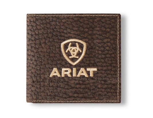 Ariat Bull Hide Bi-fold Embroidered Wallet Brown - A3556002