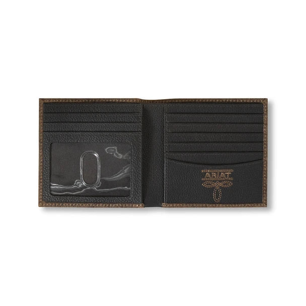 Ariat Bull Hide Bi-fold Embroidered Wallet Brown - A3556002