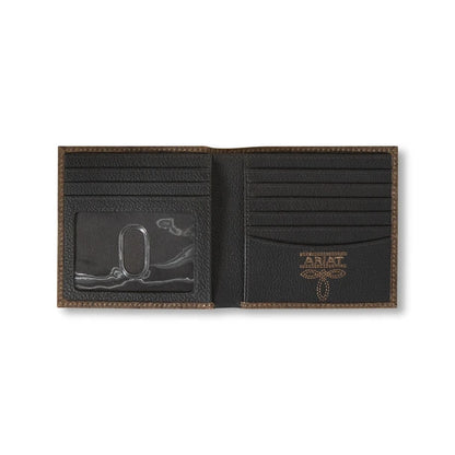 Ariat Bull Hide Bi-fold Embroidered Wallet Brown - A3556002