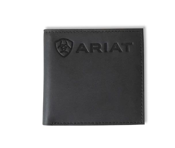 Ariat Bi-fold Embossed Logo Black Leather Wallet - A3546001