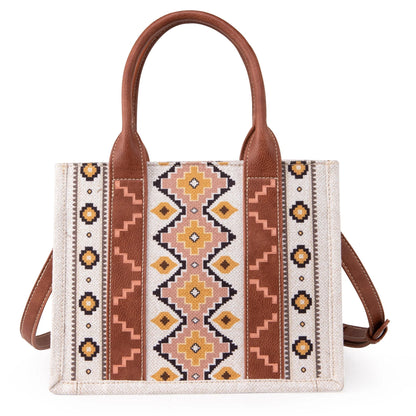 Wrangler Southwestern Print Small Canvas Tote/Crossbody Coffee - WG2202-8120SCF