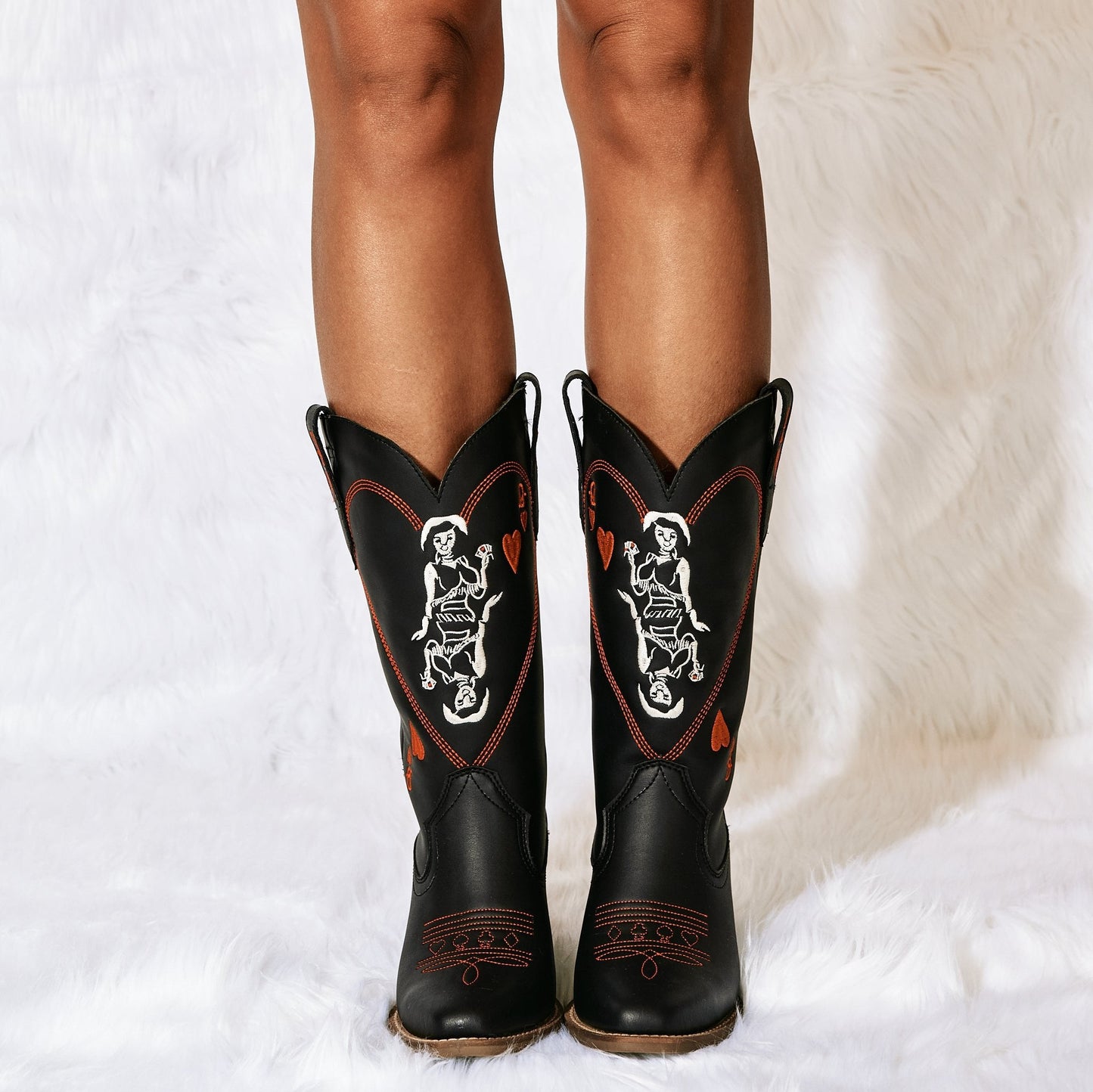 Women's Dingo Queen A Hearts  Leather Boot - Black - DI174-BK