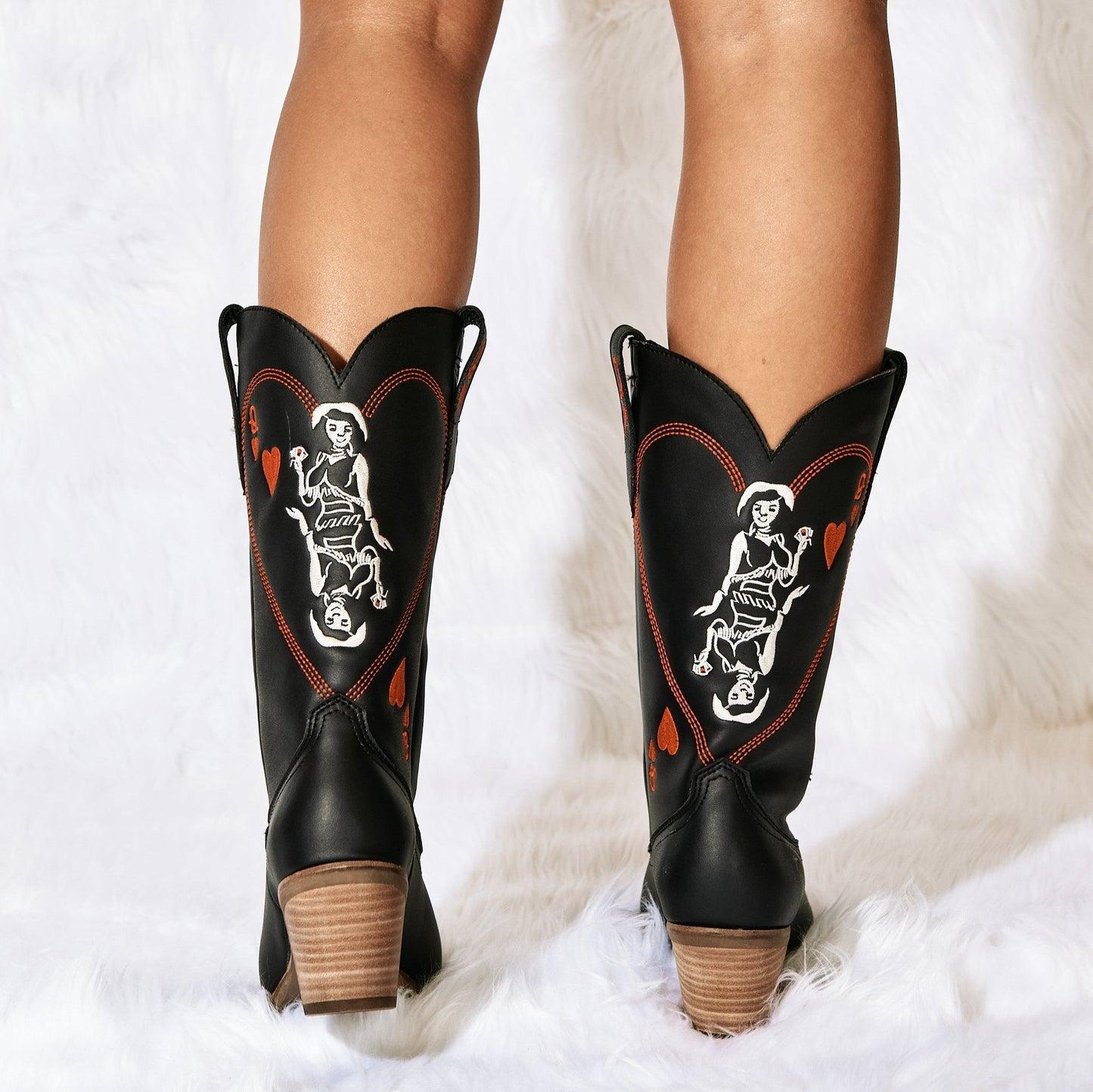 Women's Dingo Queen A Hearts  Leather Boot - Black - DI174-BK