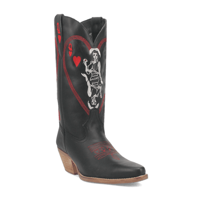 Women's Dingo Queen A Hearts  Leather Boot - Black - DI174-BK