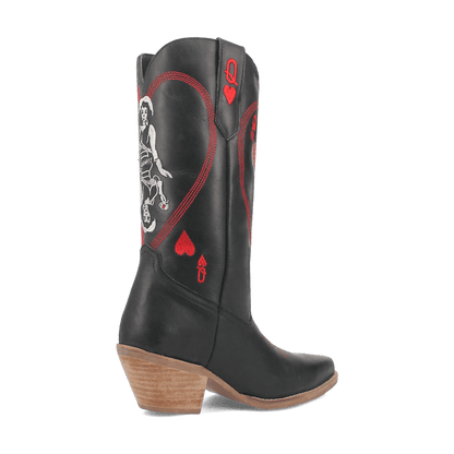 Women's Dingo Queen A Hearts  Leather Boot - Black - DI174-BK