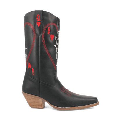 Women's Dingo Queen A Hearts  Leather Boot - Black - DI174-BK