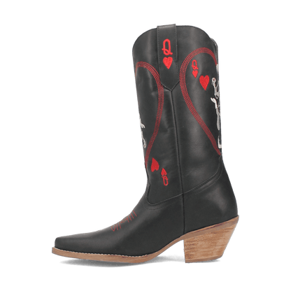 Women's Dingo Queen A Hearts  Leather Boot - Black - DI174-BK