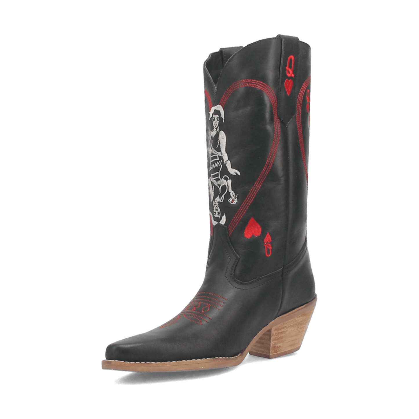 Women's Dingo Queen A Hearts  Leather Boot - Black - DI174-BK