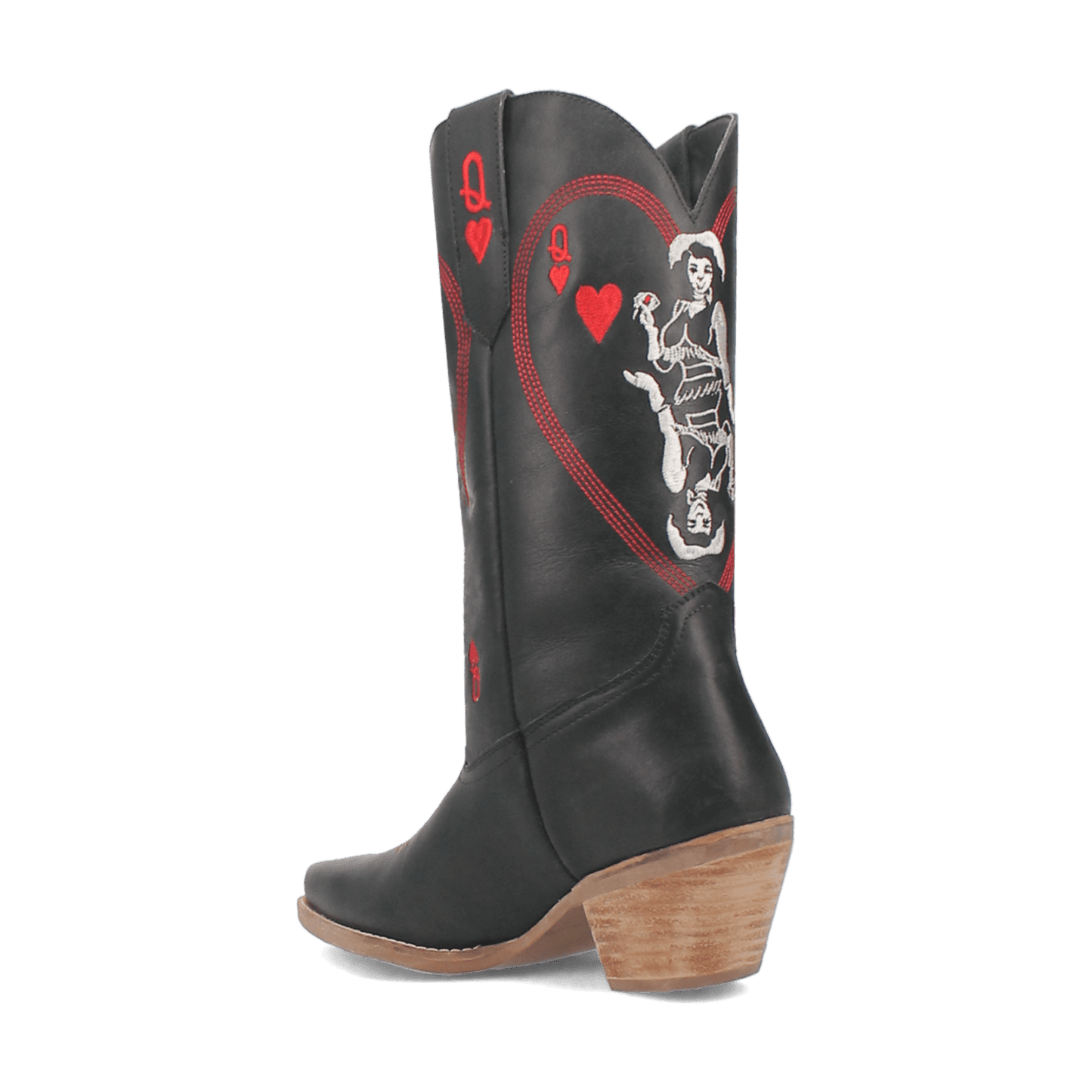 Women's Dingo Queen A Hearts  Leather Boot - Black - DI174-BK