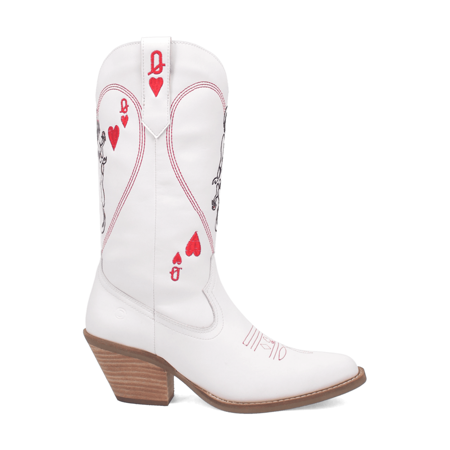 Women's Dingo Queen A Hearts  Leather Boot - White - DI174-WH