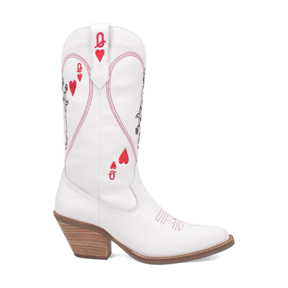 Women's Dingo Queen A Hearts  Leather Boot - White - DI174-WH