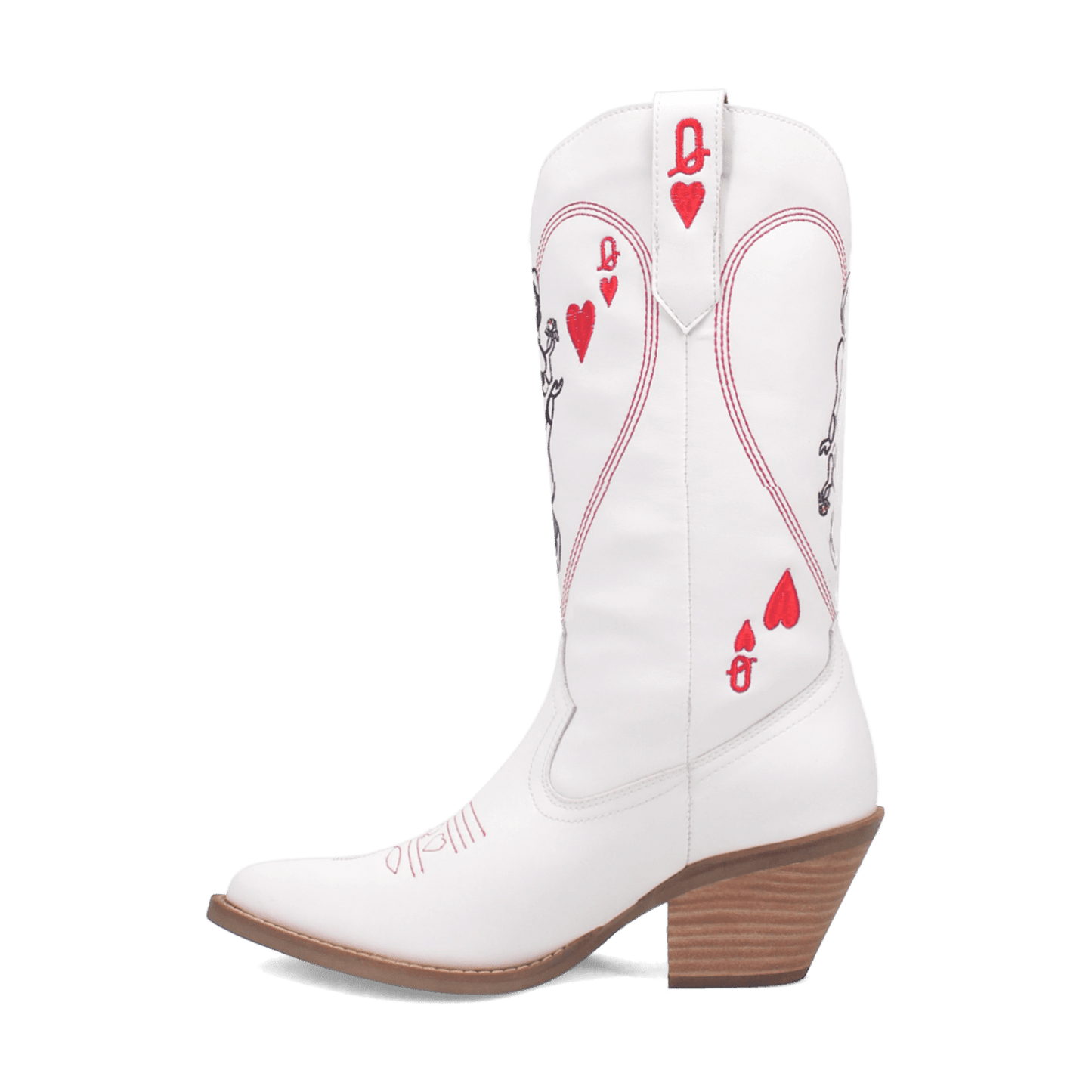 Women's Dingo Queen A Hearts  Leather Boot - White - DI174-WH