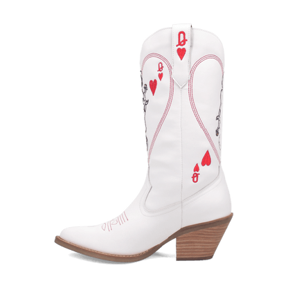 Women's Dingo Queen A Hearts  Leather Boot - White - DI174-WH