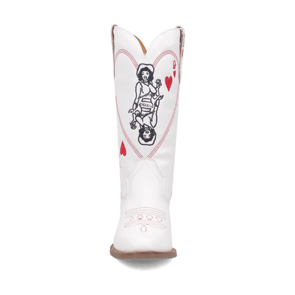 Women's Dingo Queen A Hearts  Leather Boot - White - DI174-WH