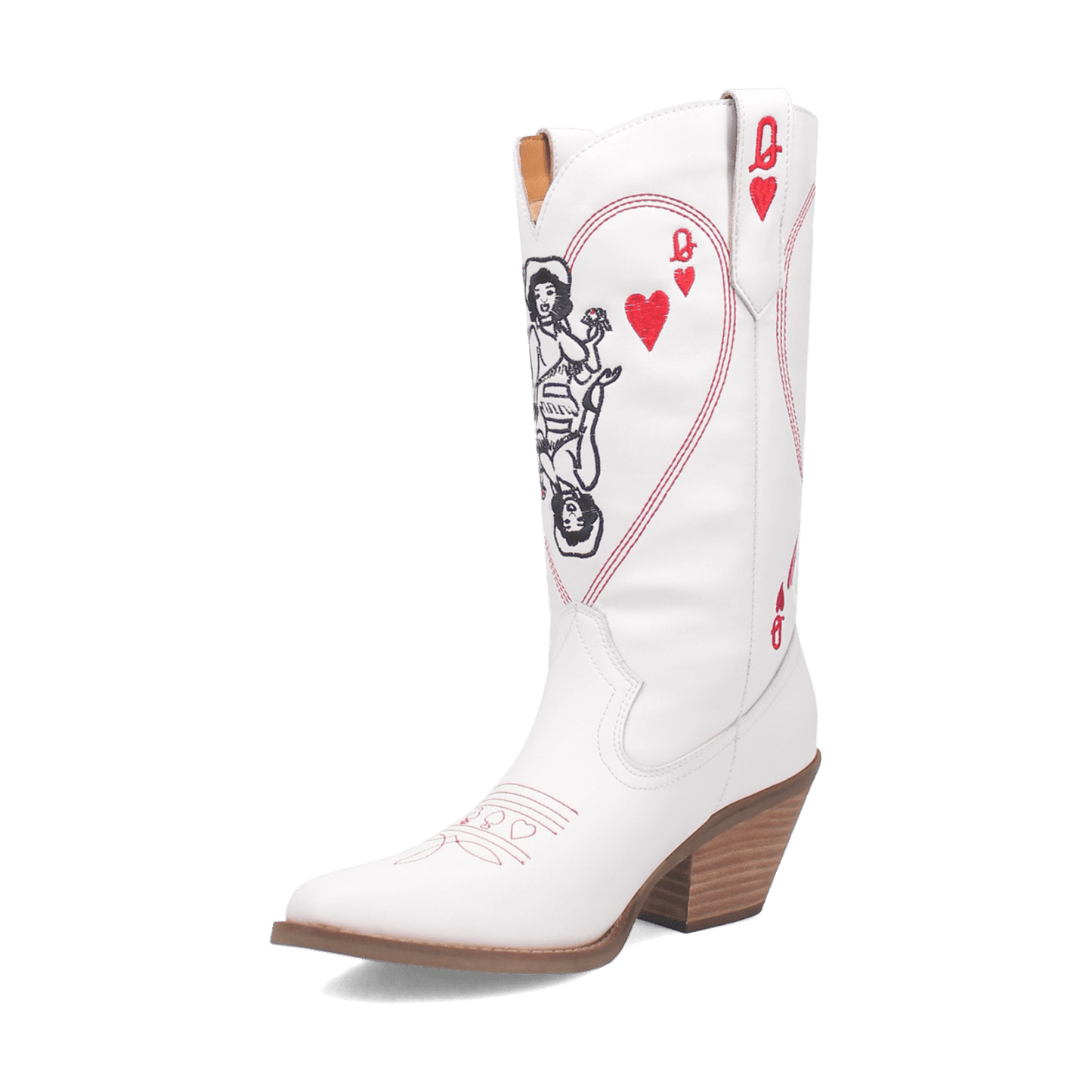 Women's Dingo Queen A Hearts  Leather Boot - White - DI174-WH