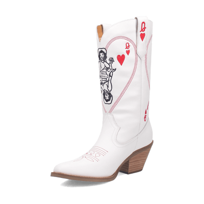 Women's Dingo Queen A Hearts  Leather Boot - White - DI174-WH
