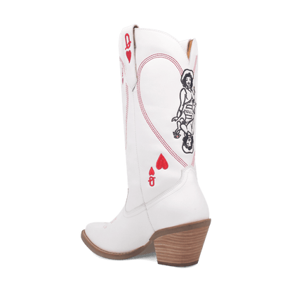 Women's Dingo Queen A Hearts  Leather Boot - White - DI174-WH