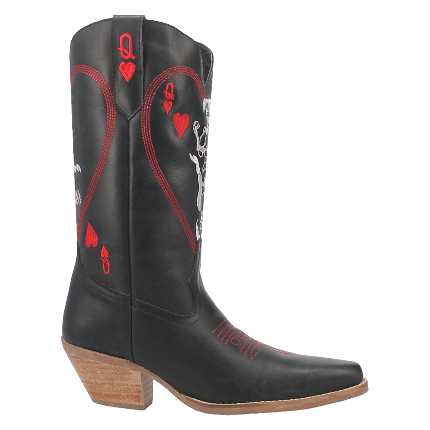 Women's Dingo Queen A Hearts  Leather Boot - Black - DI174-BK