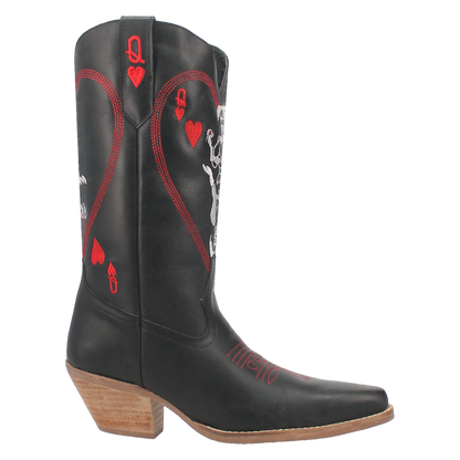 Women's Dingo Queen A Hearts  Leather Boot - Black - DI174-BK