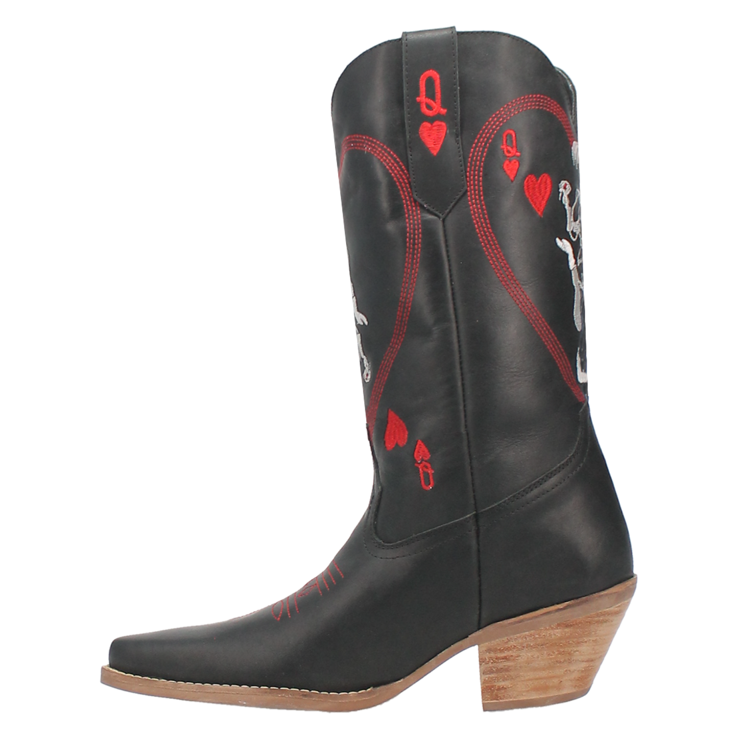 Women's Dingo Queen A Hearts  Leather Boot - Black - DI174-BK