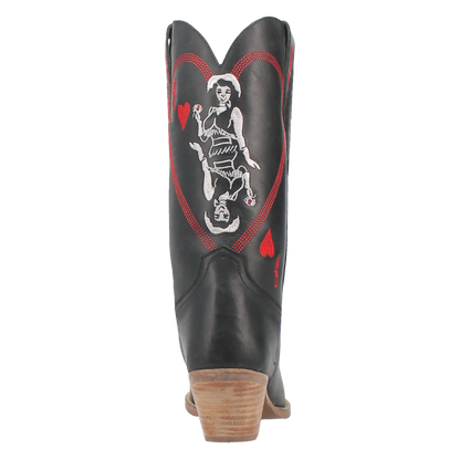 Women's Dingo Queen A Hearts  Leather Boot - Black - DI174-BK