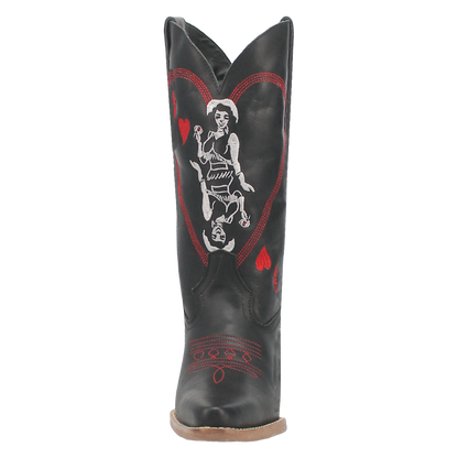 Women's Dingo Queen A Hearts  Leather Boot - Black - DI174-BK